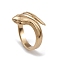 Ion Plating(IP) 304 Stainless Steel Snake Open Cuff Rings for Women, Real 14K Gold Plated, US Size 7 1/4(17.5mm)