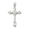 Rack Plating Brass Micro Pave Cubic Zirconia Pendants, Long-Lasting Plated, Lead Free & Cadmium Free, Cross Charm, Religion, Platinum, 34x19.5x3.5mm, Hole: 5x3mm