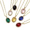 Oval Light Gold Brass Micro Pave Cubic Zirconia Pendant Necklaces, with Glass, Mixed Color, 16.06 inch(40.8cm)