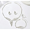 Wing Brass Crystal Rhinestone Pendant Necklaces & Stud Earrings & Link Bracelets & Rings Sets, Silver, 420mm