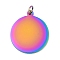 Ion Plating(IP) 304 Stainless Steel Pendants, with Jump Ring, Flat Round Charm, Stamping Blank Tag, Rainbow Color, 22.5x20x1.5mm, Hole: 3.5mm