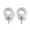 Brass Cubic Zirconia Peg Bails, Flat Round, Cadmium Free & Nickel Free & Lead Free, Platinum, 13x7.2x5.5mm, Hole: 3.8mm, Pin: 1mm