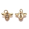 Brass Micro Pave Cubic Zirconia Charms, with Jump Rings, Bees, Black & Clear, Golden, 11.5x15x3mm, Hole: 3mm