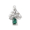 Brass Micro Pave Cubic Zirconia Pendants, Christmas Tree Charms, with ABS Plastic Pearl & Glass, Lasting Plated, Cadmium Free & Lead Free, Platinum, 20.5x12.5x3.5mm, Hole: 1.4mm