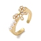 Rack Plating Brass Cubic Zirconia Bowknot Open Cuff Rings for Women, with ABS Imitation Pearl, Cadmium Free & Lead Free, Long-Lasting Plated, Real 18K Gold Plated, 18.8x8.2mm