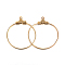 304 Stainless Steel Pendants, Hoop Earring Findings, Ring, Real 18K Gold Plated, 29~30x26.5x1.5mm, 21 Gauge, Hole: 1mm, Inner Size: 22x25mm, Pin: 0.7mm