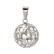 Non-Tarnish 304 Stainless Steel Pendants, Hollow Round Charm, Stainless Steel Color, 20x16.5mm, Hole: 3x7.5mm