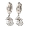 Rack Plating Brass Micro Pave Clear Cubic Zirconia Hoop Earrings, with ABS Plastic Imitation Pearl, Cadmium Free & Lead Free, Long-Lasting Plated, Shell Shape, Platinum, 28.5x11mm