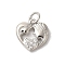 Valentine's Day Rack Plating Brass Clear Cubic Zirconia Pendants, with Jump Ring, Long-Lasting Plated, Cadmium Free & Lead Free, Heart with Couples, Platinum, 16x12x3mm, Hole: 3mm