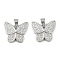 Brass Micro Pave Clear Cubic Zirconia Pendants, Cadmium Free & Lead Free, Butterfly, Platinum, 17x19.5x2.5mm, Hole: 4x3mm
