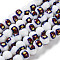 Printing Glass Beads for Necklaces Bracelets Making, Rondelle with Mouse, Steel Blue, 10.5x8mm, Hole: 1.4mm, about 36pcs/strand, 11.73''(29.8cm)