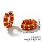 Brass Striped Enamel Bamboo Hoop Earrings, Vintage Fashion Accessory, Golden, Orange, 16x5mm