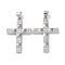 Rack Plating Brass Micro Pave Cubic Zirconia Pendants, Long-Lasting Plated, Lead Free & Cadmium Free, Cross, Platinum, 29x19.5x3mm, Hole: 5.3x3.8mm