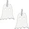 2Pcs Halloween 925 Sterling Sliver Ghost Charms, with Jump Rings, Silver, 10.5x8.5x0.8mm, Hole: 3mm