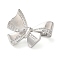 Brass Micro Pave Clear Cubic Zirconia Fold Over Clasps, Cadmium Free & Nickel Free & Lead Free, Bowknot, Platinum, 20x24x9mm