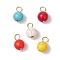 5Pcs 5 Colors Dyed Synthetic Turquoise Round Charms, with 304 Stainless Steel Loops, Golden, Mixed Color, 12.5x7.5mm, Hole: 3mm, 1pc/color