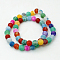 Natural Crackle Agate Beads Strands, Dyed, Round, Grade A, Mixed Color, 6mm, Hole: 1mm, about 63pcs/strand, 14 inch