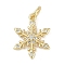 Rack Plating Brass Micro Pave Cubic Zirconia Pendants, Lead Free & Cadmium Free, Long-Lasting Plated, Snowflake Charms, with Jump Ring, Real 18K Gold Plated, 16x12.5x2.5mm