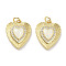 Brass Micro Pave Clear Cubic Zirconia Pendants, Cadmium Free & Lead Free, with Synthetic Opal and Jump Rings, Real 18K Gold Plated, Heart Charms, White, 19.5x15.5x3.5mm, Hole: 3mm