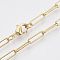 Brass Round Oval Paperclip Chain Necklace Making, with Lobster Claw Clasps, Real 18K Gold Plated, 24.4 inch(62cm), Link: 12x3.5x0.8mm
