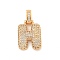Brass Micro Pave Clear Cubic Zirconia Pendants, Cadmium Free & Nickel Free & Lead Free, Real 18K Gold Plated, Letter H, 31x17x5mm, Hole: 3x6mm