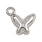 304 Stainless Steel Charms, Ocean Theme, Anti-Tarnish, Butterfly, 8x8.5x3.5mm, Hole: 1.2mm