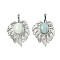 Natural Flower Amazonite Pendants, Brass Leaf Charms, Platinum, Rack Plating, 31x21x7.5mm, Hole: 7.5x3.5mm