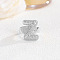 Brass Micro Pave Clear Cubic Zirconia Cuff Rings, Platinum, Letter Z, Inner Diameter: Adjustable