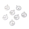 Non-Tarnish 304 Stainless Steel Charms, Laser Cut, Flat Round with Clover, Stainless Steel Color, 12.5x10.5x1.1mm, Hole: 1.2mm