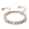 Adjustable Unisex Synthetic Imperial Jasper Cube Braided Bead Bracelets, Navajo White