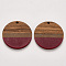 Resin & Walnut Wood Pendants, Waxed, Flat Round, Dark Red, 32.5x3~4mm, Hole: 2mm