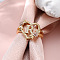 Heart with Flower Hollow Out Brass Finger Rings, Golden & Rose Gold, Letter R, Inner Diameter: 17mm