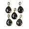 Natural Labradorite Faceted Teardrop Pendants, Rack Plating Brass Micro Pave Clear Cubic Zirconia Charms, Golden, 27x20x6.5mm, Hole: 6.5x4.5mm