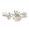 Brass Micro Pave Clear Cubic Zirconia Fold Over Clasps, Cadmium Free & Nickel Free & Lead Free, Flower, Platinum, 24x15x9.5mm, Hole: 1.2mm