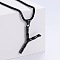 Stylish Stainless Steel Initial Pendant Necklaces, Black, Letter Y