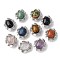 Natural & Synthetic Mixed Gemstone Oval Multi-Strand Links, Brass Feather Wrapped Gems Links, Platinum, Rack Plating, 16x14x7.5mm, Hole: 1.5mm