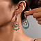 Alloy Synthetic Turquoise Dangle Earrings, Teardrop with Heart, Antique Silver, Sandy Brown, 65mm