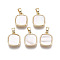 Brass Charms, with Freshwater Shell, Nickel Free, Real 18k Gold Plated, Square, Seashell Color, 13x11x3mm, Hole: 2x4mm
