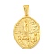 Ion Plating(IP) 304 Stainless Steel Pendants, Oval with Saint Charm, Golden, 35.5x26x4mm, Hole: 9.5x5mm