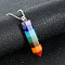 Dyed Natural & Synthetic Mixed Stone Conical Hexagonal Pillar Pendant Necklaces, Colorful
