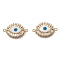 Brass Micro Pave Clear Cubic Zirconia Links Connectors, Long-Lasting Plated, with Enamel, Eye, Real 18K Gold Plated, 15x25x3mm, Hole: 1.5mm