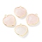 Natural Rose Quartz Pendants, with Golden Brass Edge, Faceted, Heart, 19x16.5x6~6.5mm, Hole: 1.6mm