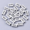 Opaque Spray Painted Acrylic Beads, Rectangle with Inspirational Words, White, 15x7.5x5mm, Hole: 3mm, about 1184pc/500g