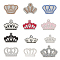 13Pcs 13 Style Crown Shape Hotfix Rhinestone, Costume Accessories, Sewing Craft Decoration, Mixed Color, 40~70x60~100x1.5~3.3mm, 1pc/style