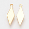 Brass Pendants, Nickel Free, Real 18K Gold Plated, Rhombus, 16x5x1mm, Hole: 1mm
