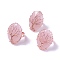 Adjustable Natural Rose Quartz Finger Rings, with Rose Gold Brass Findings, Oval, Size 8, 18mm