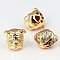 Brass Micro Pave Grade AAA Cubic Zirconia Puppy Beads, Bulldog Head, Cadmium Free & Nickel Free & Lead Free, Golden, 11.5x12x10.5mm, Hole: 1.5mm