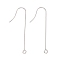 Tarnish Resistant 316 Surgical Stainless Steel Earring Hooks, with Horizontal Loops, Stainless Steel Color, 40mm, Hole: 1.8mm, 21 Gauge, Pin: 0.7mm