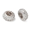 Brass Micro Pave Cubic Zirconia European Beads, Rondelle, Long-Lasting Plated, Platinum, 10x4.5mm, Hole: 4.6mm