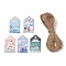 50Pcs Christmas Theme Paper Printed Gift Tags, with Hemp Rope, Rectangle, Mixed Color, 5x3x0.04cm